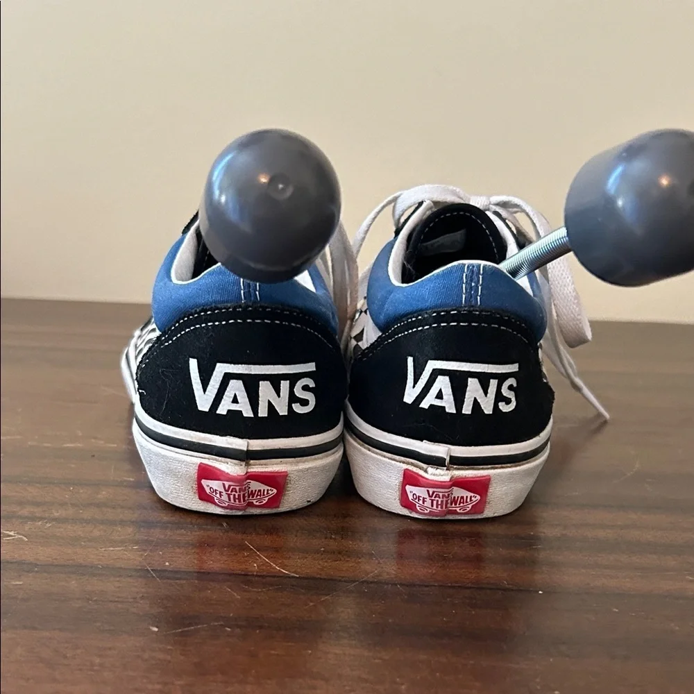 Vans Old Skool Black and Blue Checkered Sneakers Size Juniors 4.5